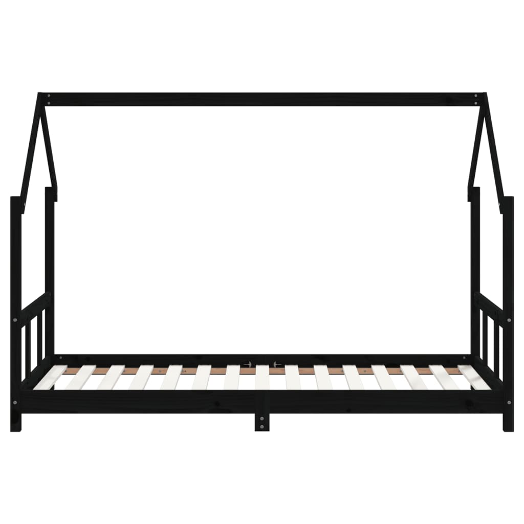 Children's bed frame 90x190 cm black solid pine