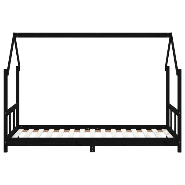 Estrutura de cama infantil 90x190 cm pinho maciço preto