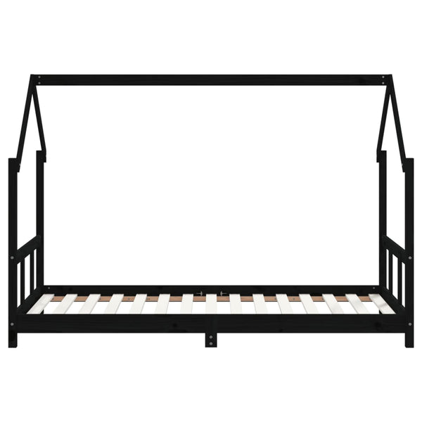 Children's bed frame 90x190 cm black solid pine