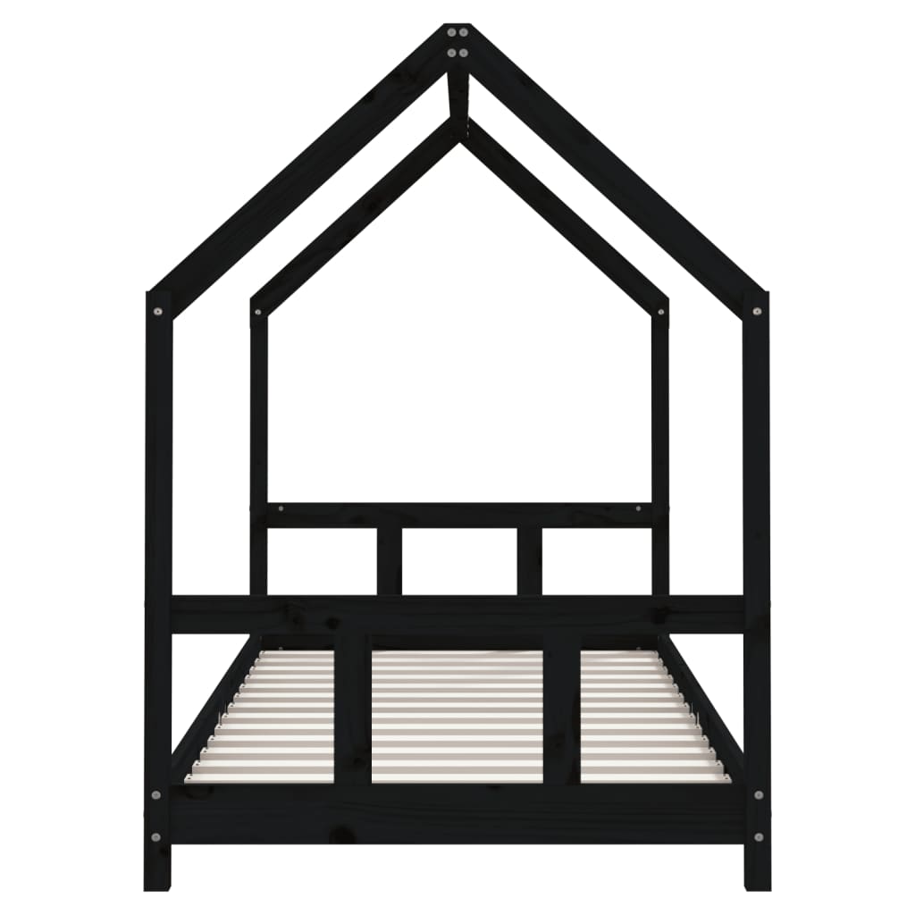 Estructura de cama infantil 90x190 cm pino macizo negro