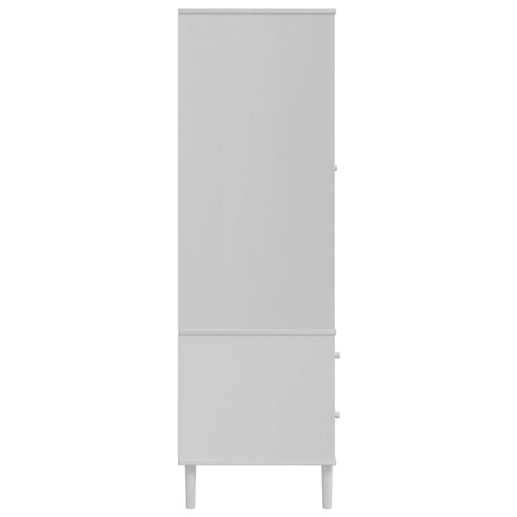 Roupeiro SENJA aspeto vime 90x55x175 cm pinho maciço branco