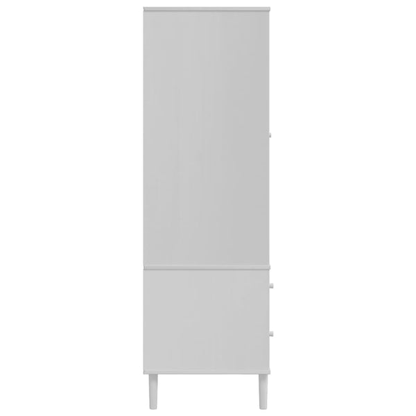 Roupeiro SENJA aspeto vime 90x55x175 cm pinho maciço branco