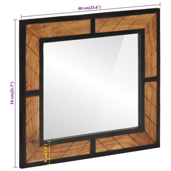Espelho de casa de banho 60x1x55 cm madeira de acácia maciça