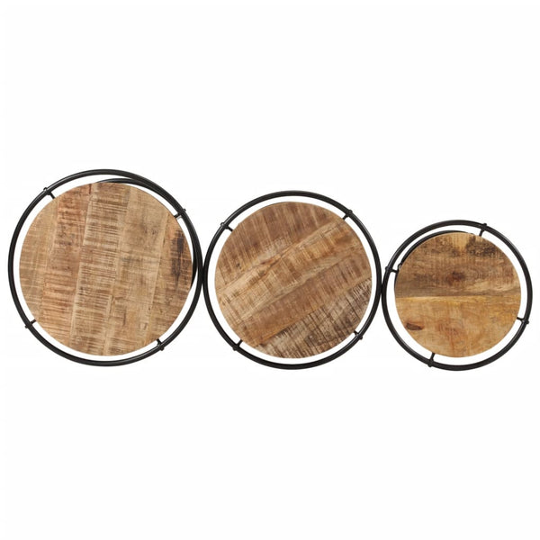 Mesas de encastrar 3 pcs madeira de mangueira áspera maciça