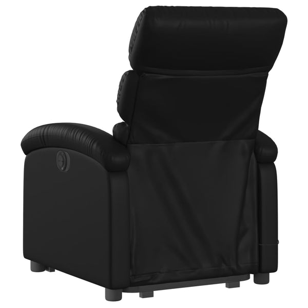 Poltrona massagens reclinável elevatória couro artificial preto