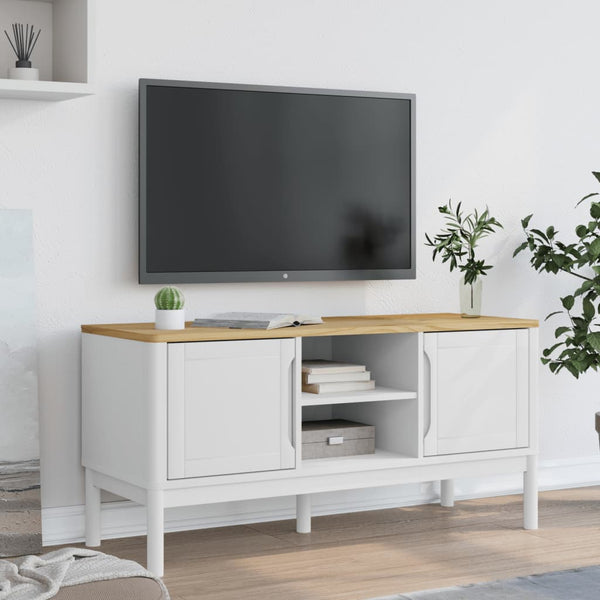 Móvel de TV FLORO 114x43x55 cm madeira de pinho maciça branco