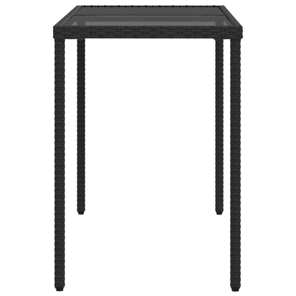 Mesa de jardim com tampo de vidro 115x54x74 cm vime PE preto