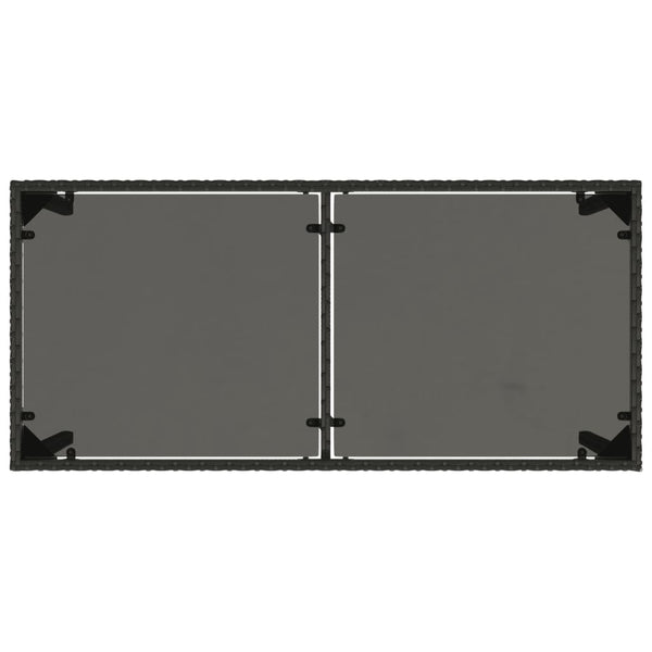 Mesa de jardim com tampo de vidro 115x54x74 cm vime PE preto