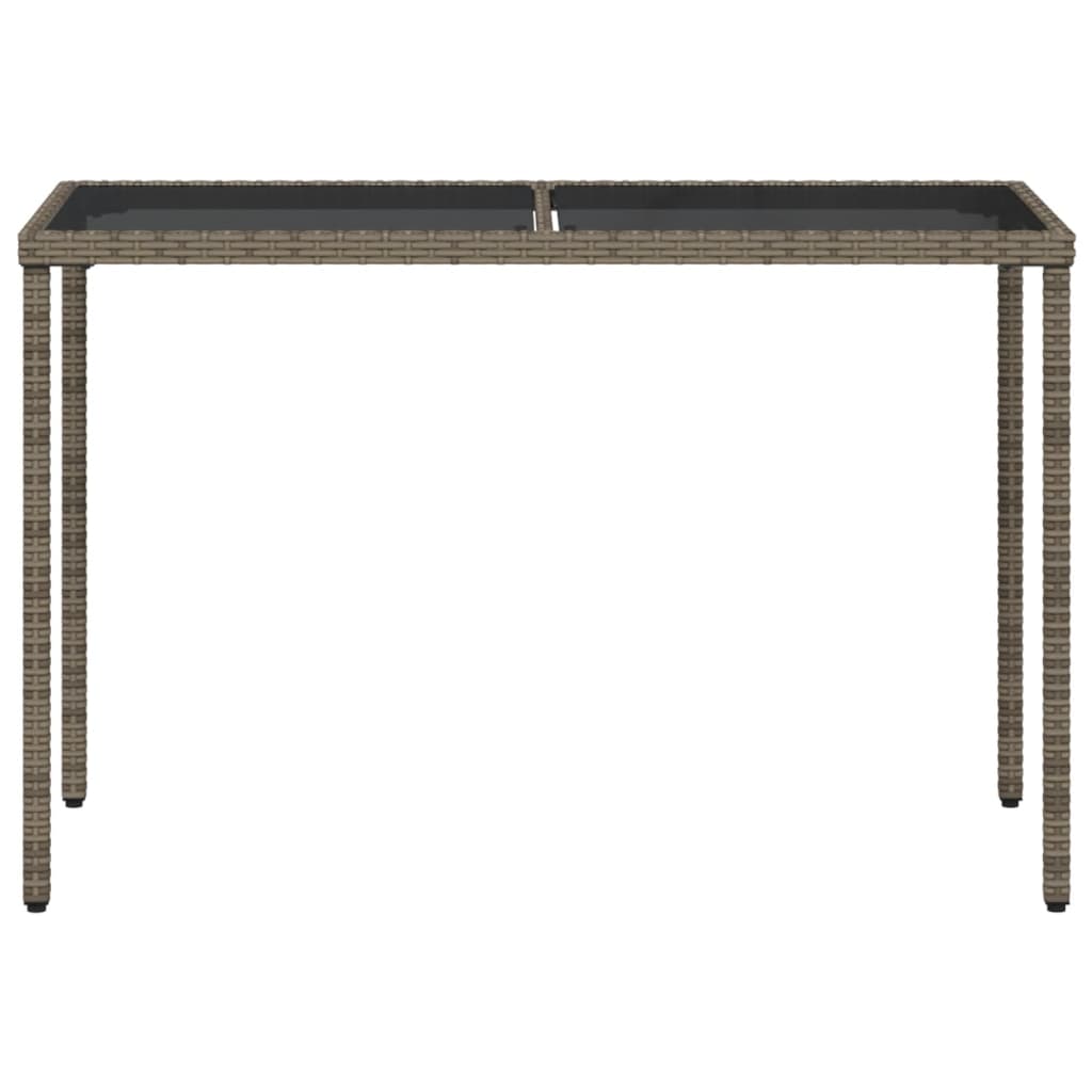 Mesa de jardim com tampo de vidro 115x54x74 cm vime PE cinza