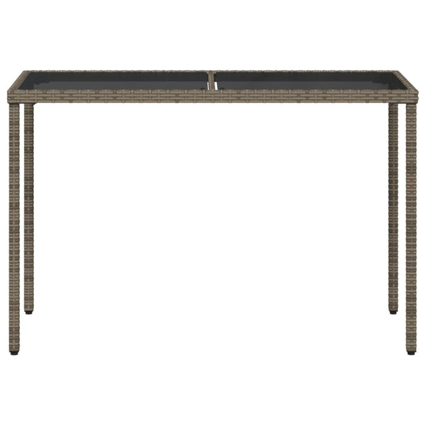 Mesa de jardim com tampo de vidro 115x54x74 cm vime PE cinza