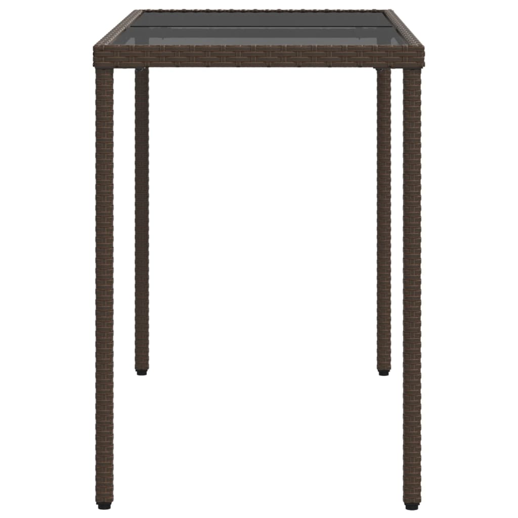 Mesa de jardim com tampo de vidro 115x54x74 cm vime PE castanho