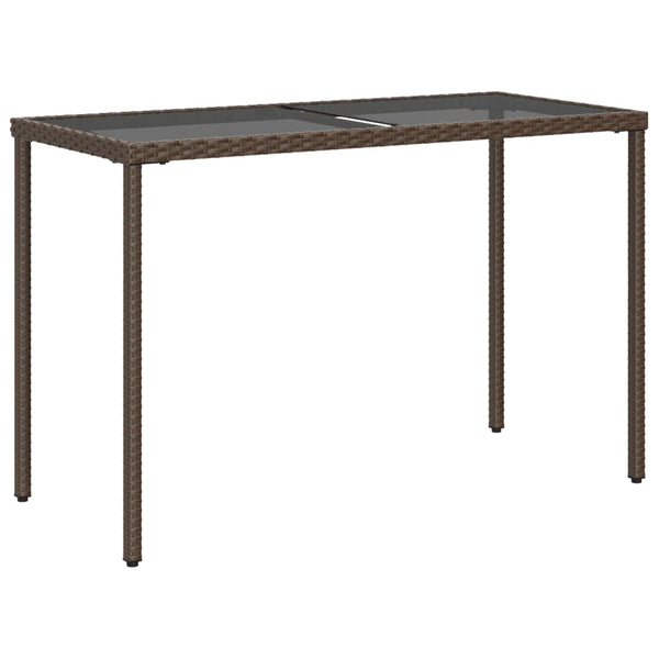 Mesa de jardim com tampo de vidro 115x54x74 cm vime PE castanho