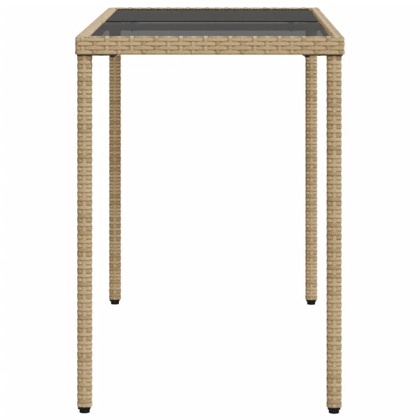 Mesa de jardim com tampo de vidro 115x54x74 cm vime PE bege