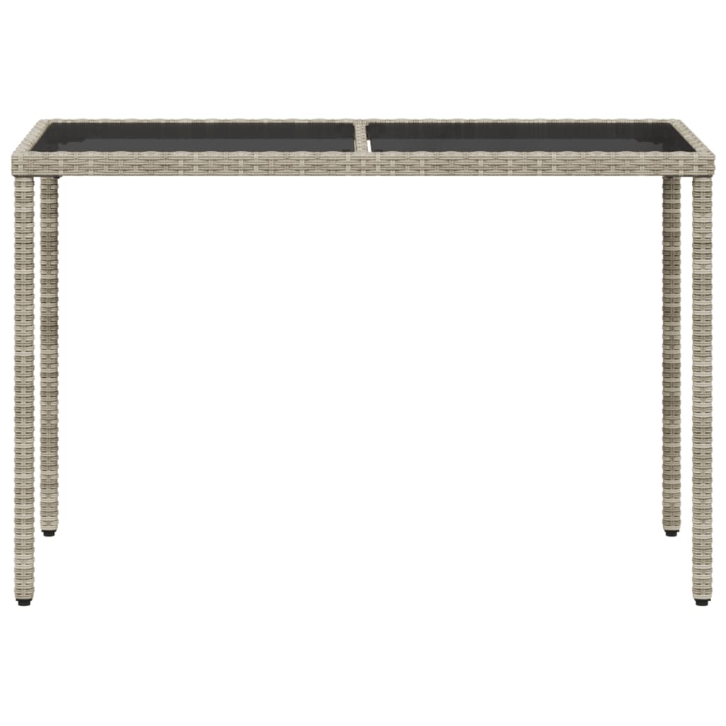 Mesa jardim c/ tampo de vidro 115x54x74 cm vime PE cinza-claro