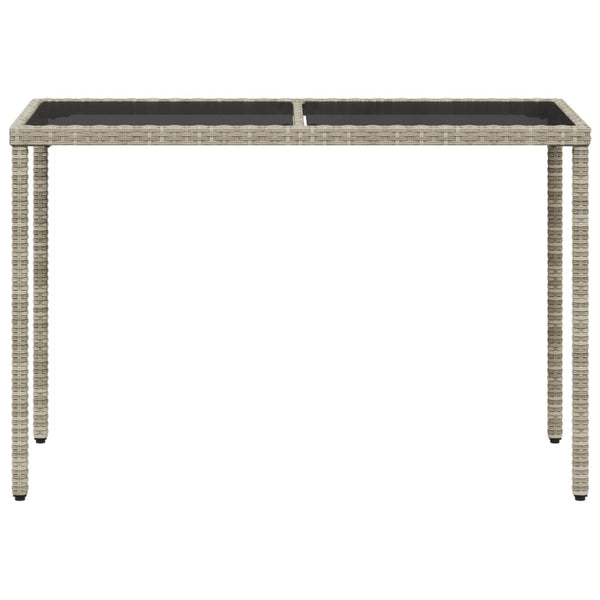 Mesa jardim c/ tampo de vidro 115x54x74 cm vime PE cinza-claro