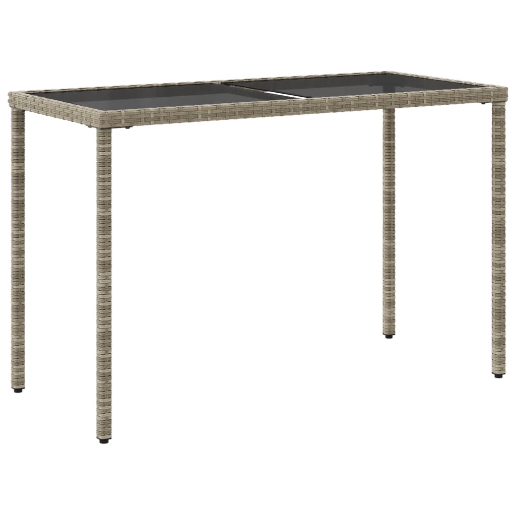 Mesa jardim c/ tampo de vidro 115x54x74 cm vime PE cinza-claro