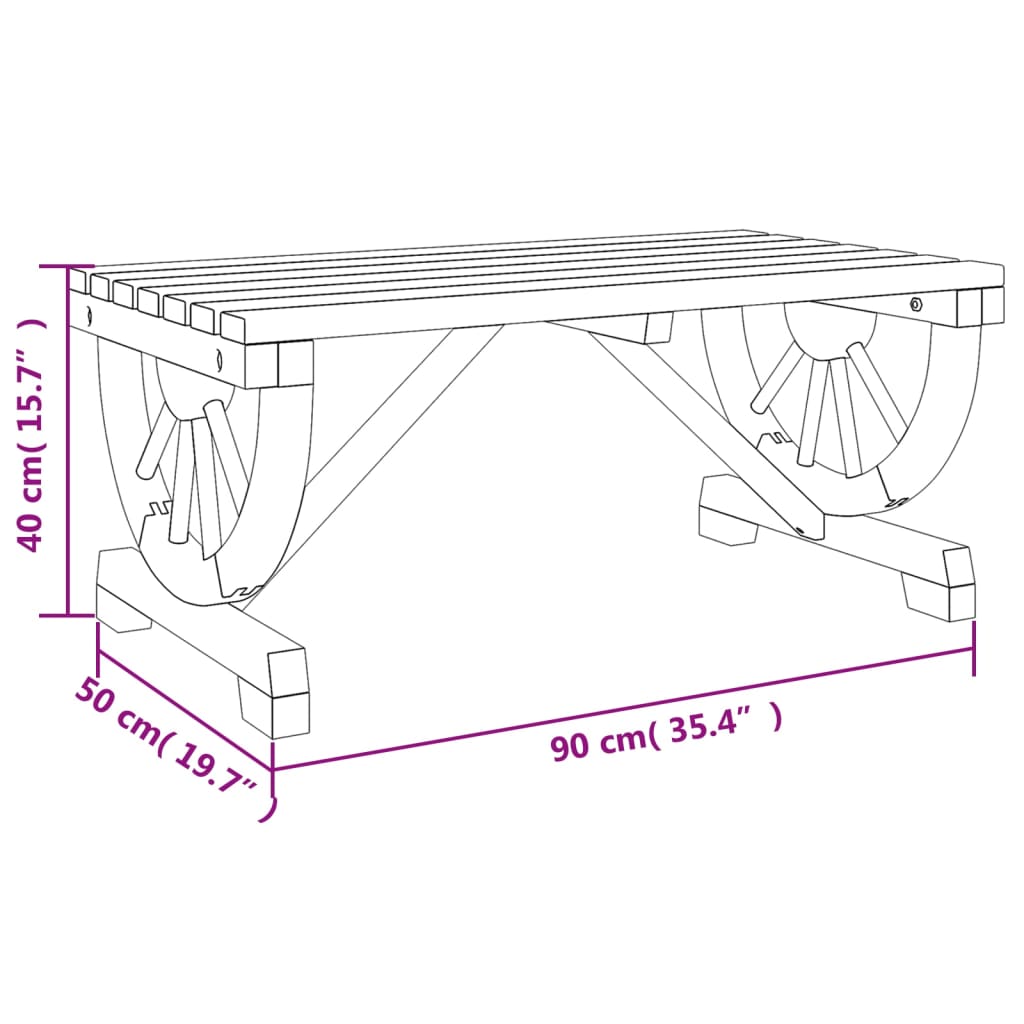 Mesa de centro para jardim 90x50x40 cm madeira de abeto maciça