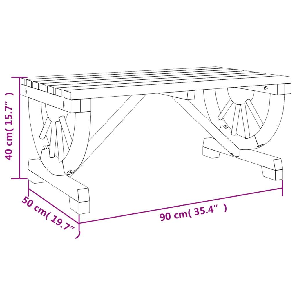 Mesa de centro para jardim 90x50x40 cm madeira de abeto maciça