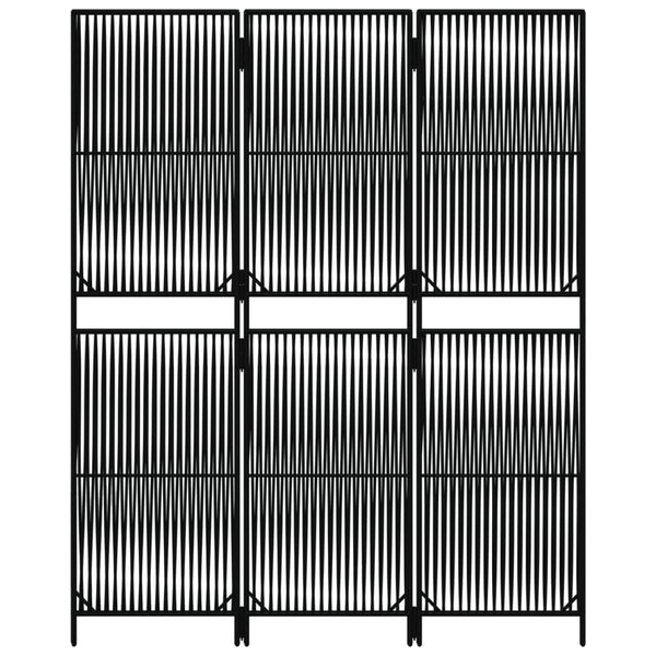 Biombo de divisão 3 painéis vime PE preto