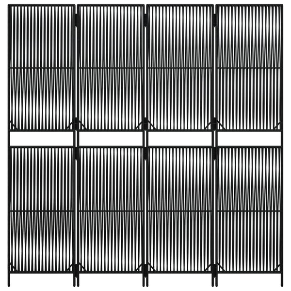 Biombo de divisão 4 painéis vime PE preto