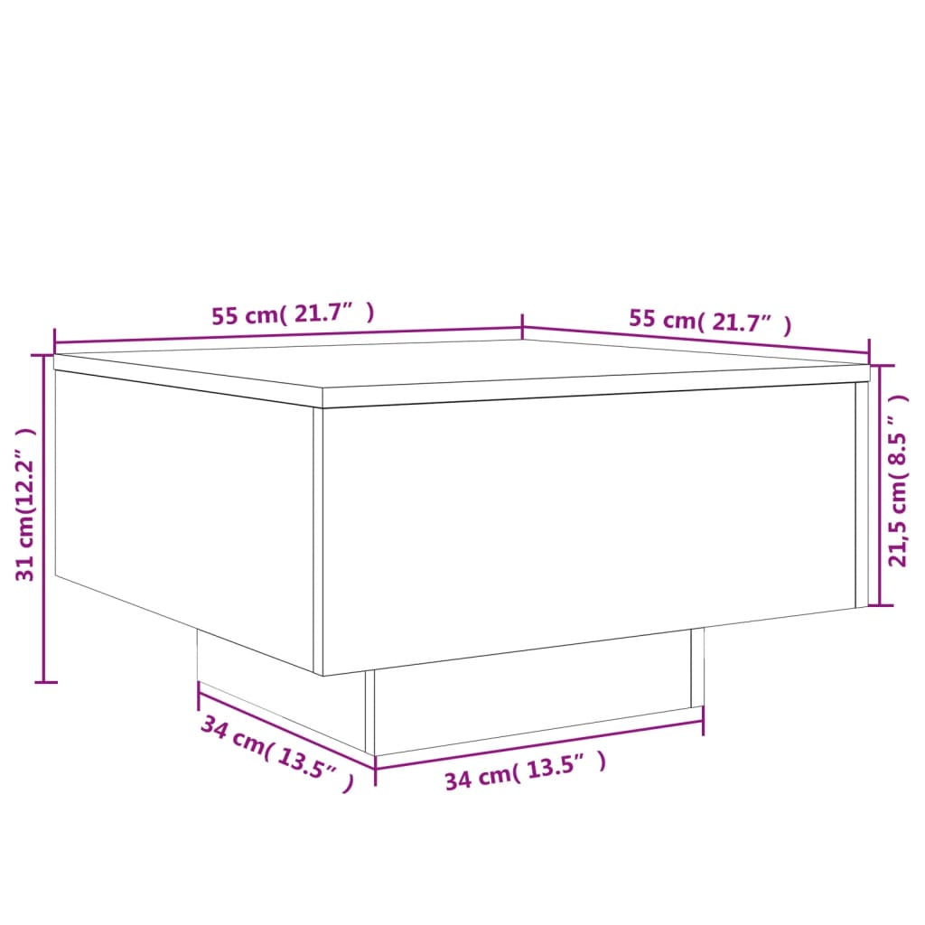 Mesa de centro 55x55x31 cm derivados de madeira cinza-cimento