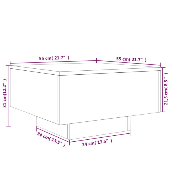 Mesa de centro 55x55x31 cm derivados de madeira cinza-cimento