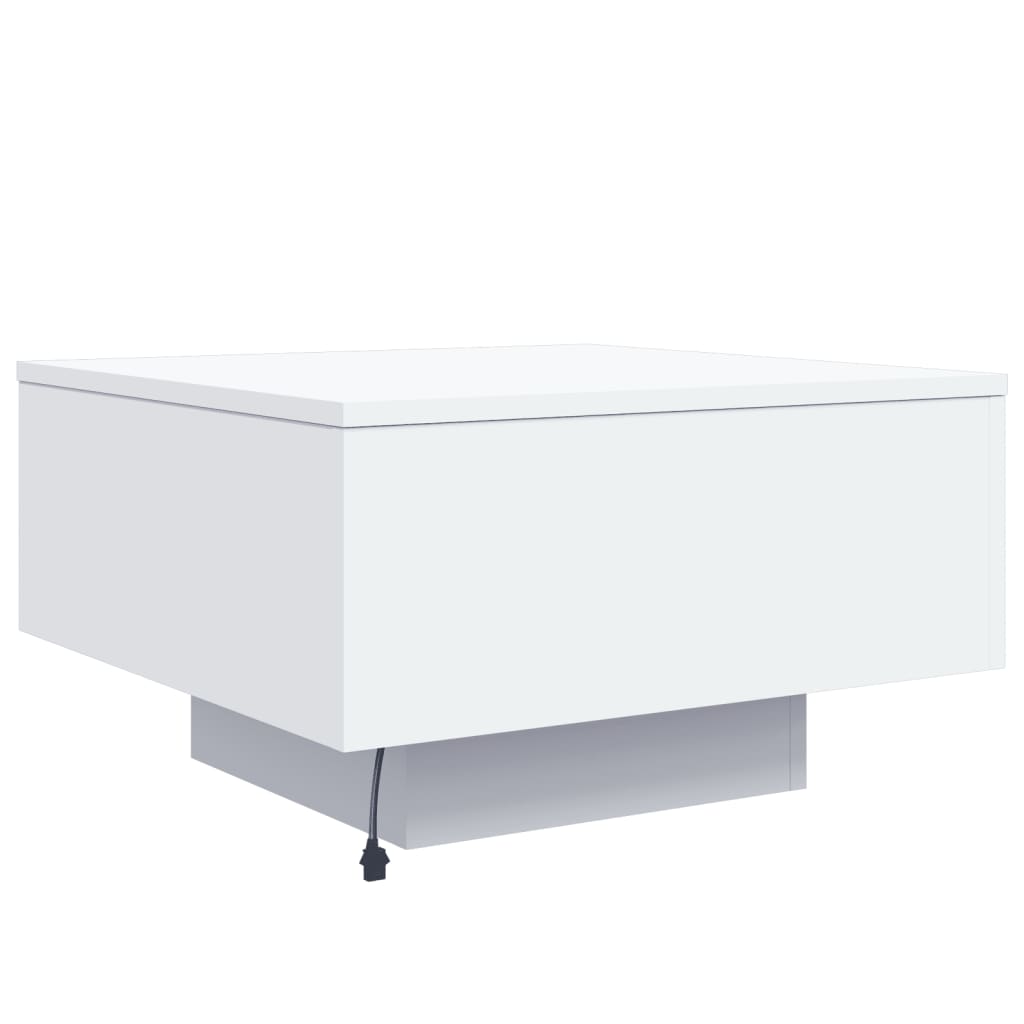 Mesa de centro com luzes LED 55x55x31 cm branco