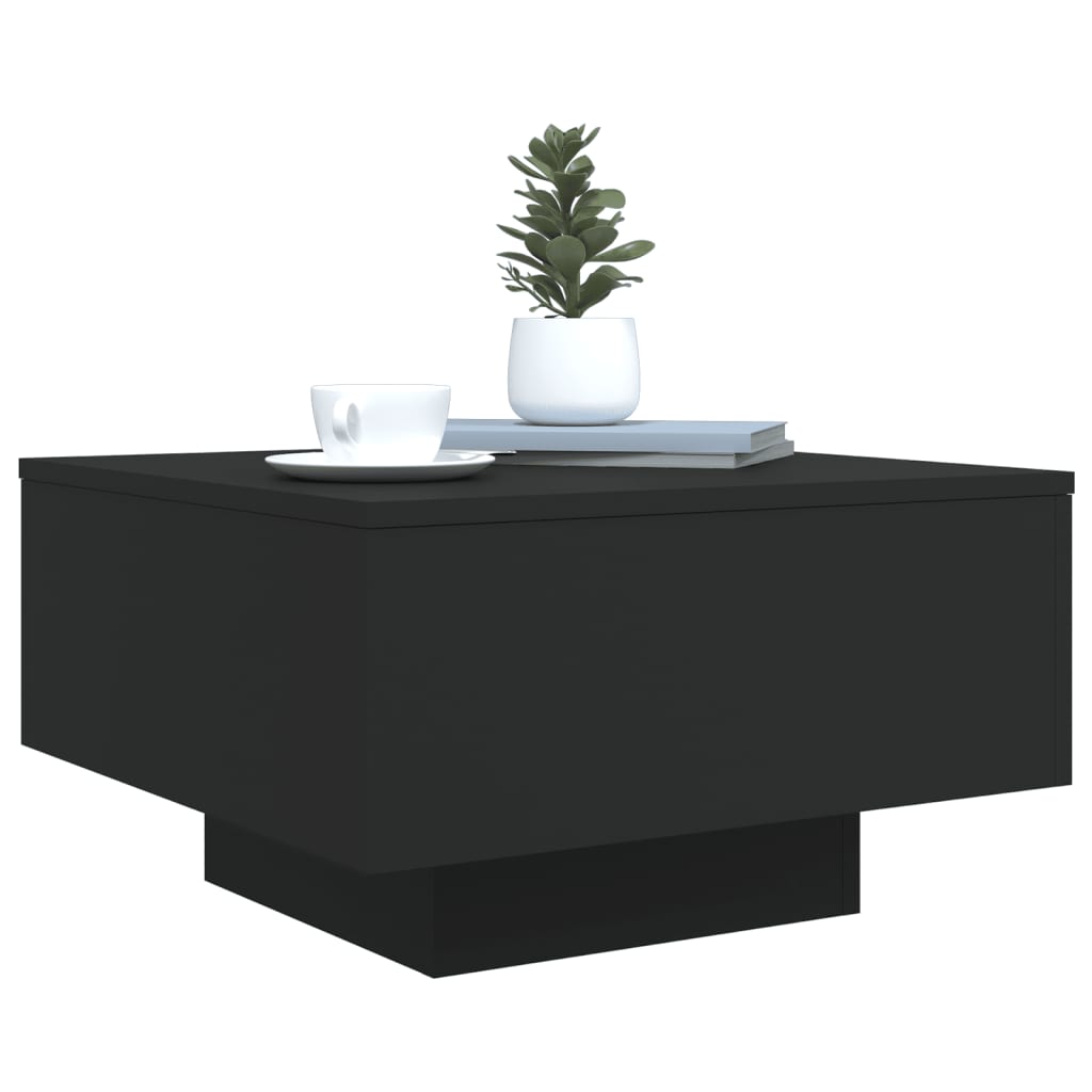 Mesa de centro com luzes LED 55x55x31 cm preto