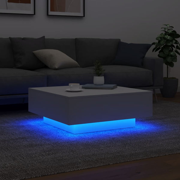 Mesa de centro com luzes LED 80x80x31cm branco