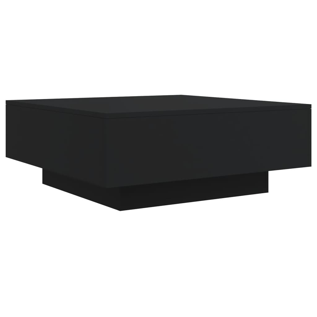 Mesa de centro com luzes LED 80x80x31 cm preto