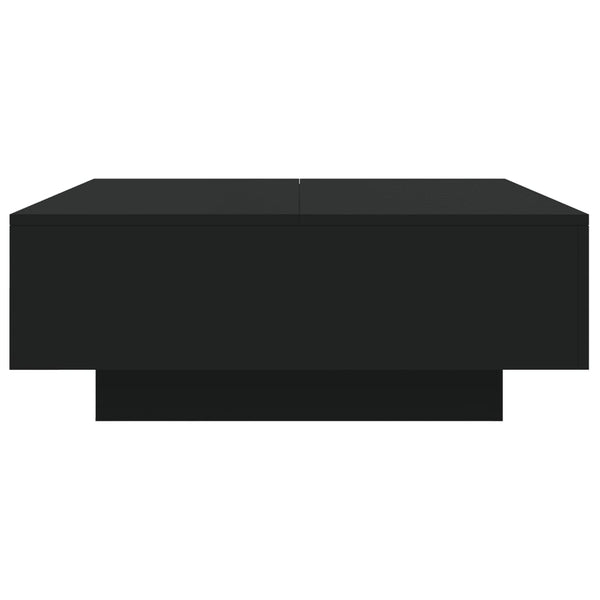 Mesa de centro com luzes LED 80x80x31 cm preto