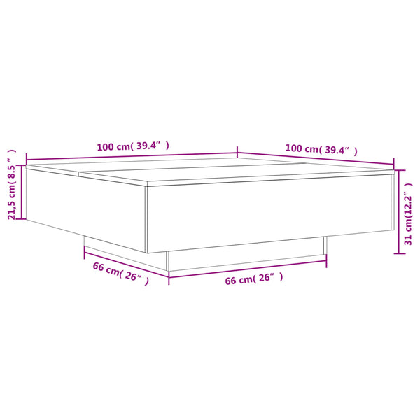 Mesa de centro 100x100x31 cm derivados de madeira branco