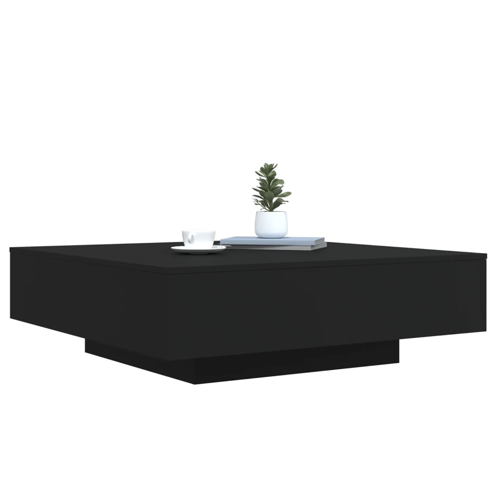 Mesa de centro com luzes LED 100x100x31 cm preto