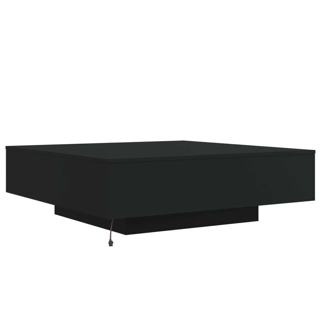 Mesa de centro com luzes LED 100x100x31 cm preto