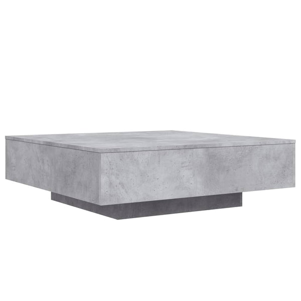 Mesa de centro com luzes LED 100x100x31 cm cinzento cimento