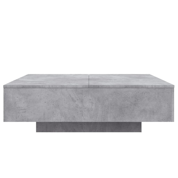 Mesa de centro com luzes LED 100x100x31 cm cinzento cimento