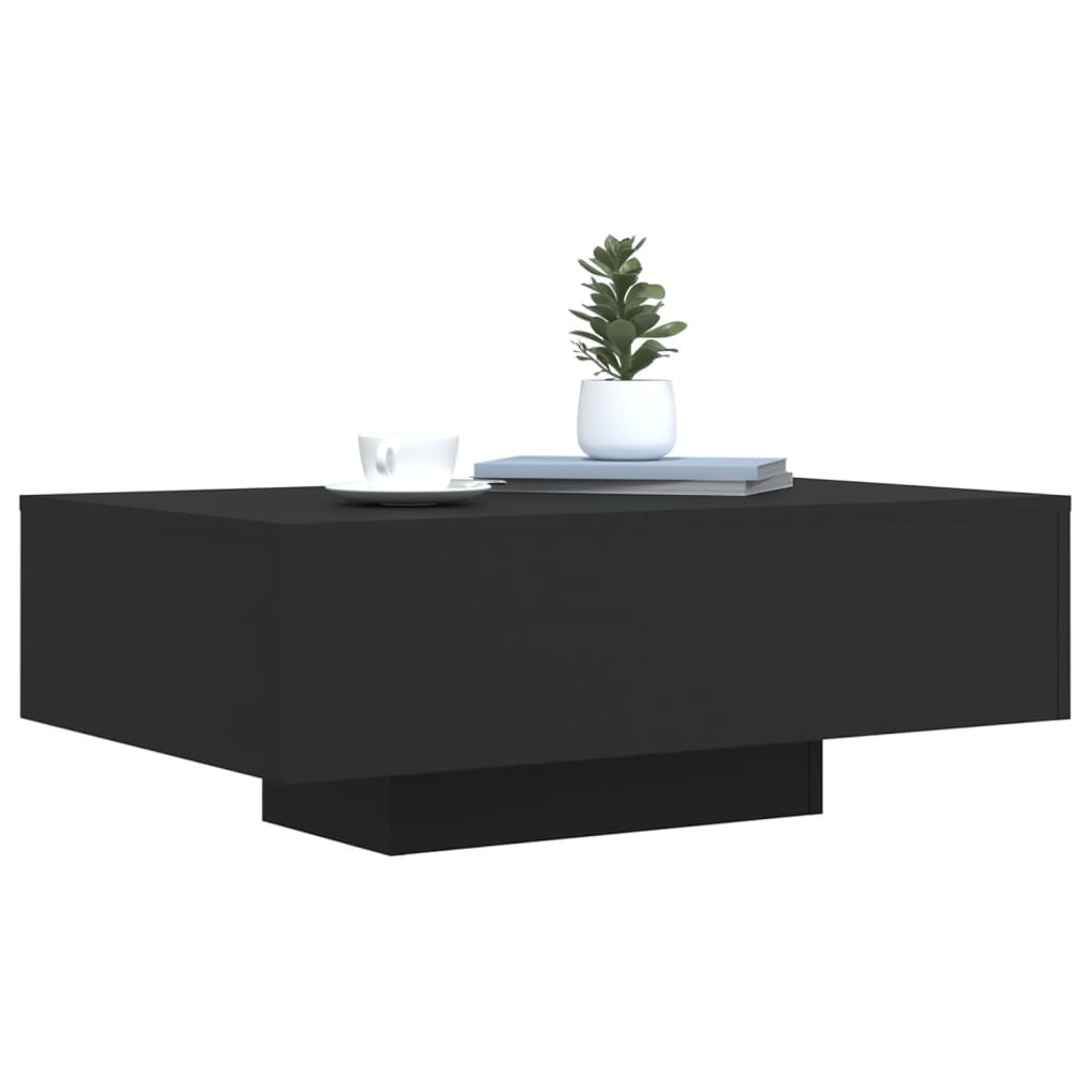 Mesa de centro com luzes LED 85x55x31 cm preto