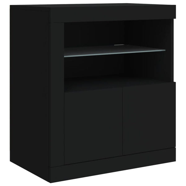 Aparador com luzes LED 60,5x37x67 cm preto