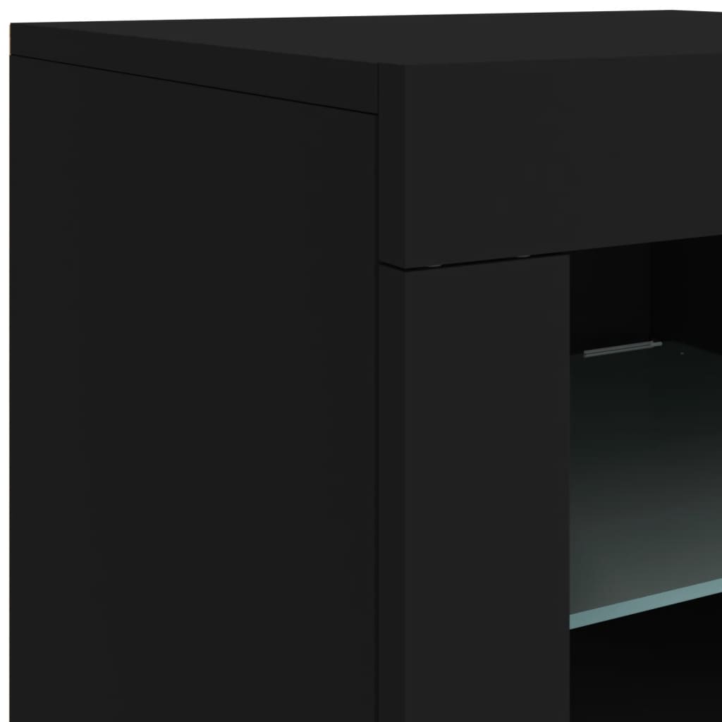 Aparador com luzes LED 202x37x67 cm preto