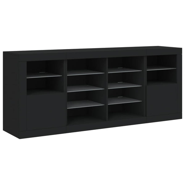 Aparador com luzes LED 163x37x67 cm preto