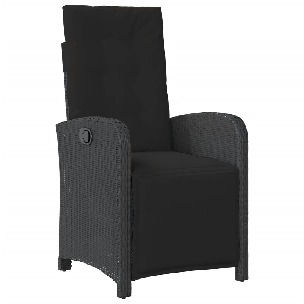 Cadeiras jardim reclináveis 2 pcs c/ apoio de pés vime PE preto