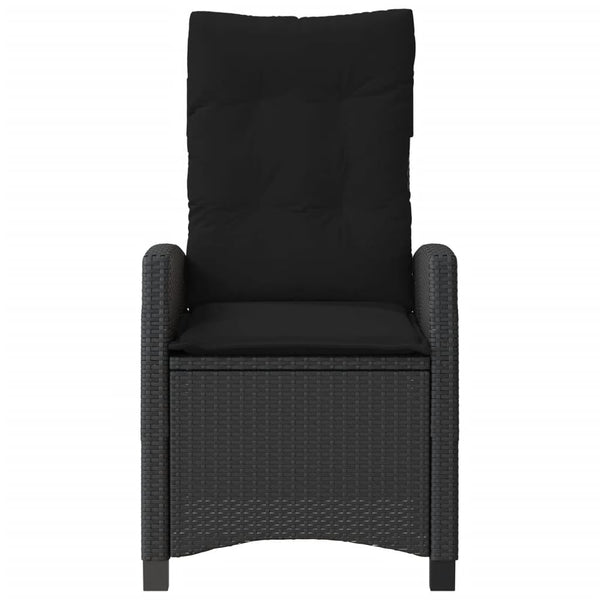 Cadeiras de jardim reclináveis c/ almofadões 2pcs vime PE preto