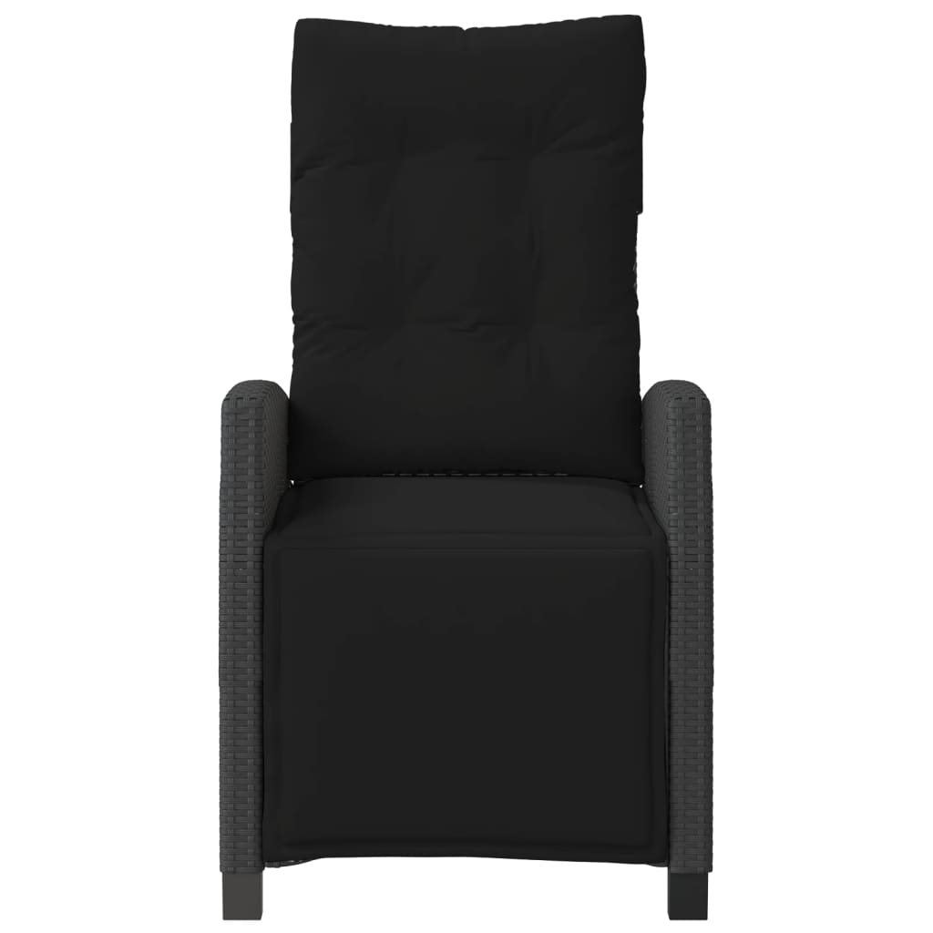 Cadeira de jardim reclinável c/ apoio para os pés vime PE preto