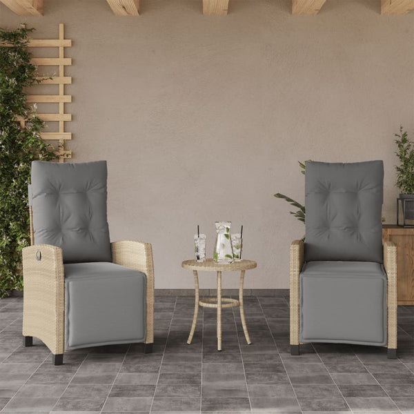 Cadeiras jardim reclináveis 2 pcs c/ apoio de pés bege mistura