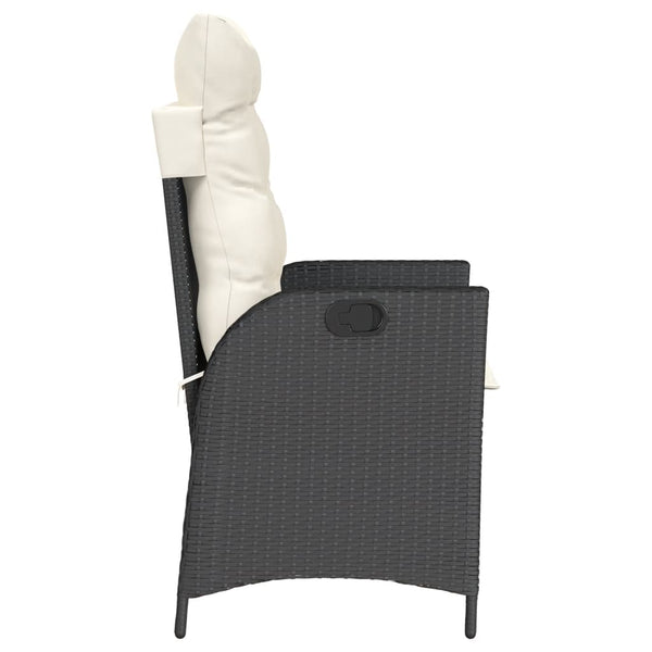 Cadeira de jardim reclinável c/ almofadões vime PE preto