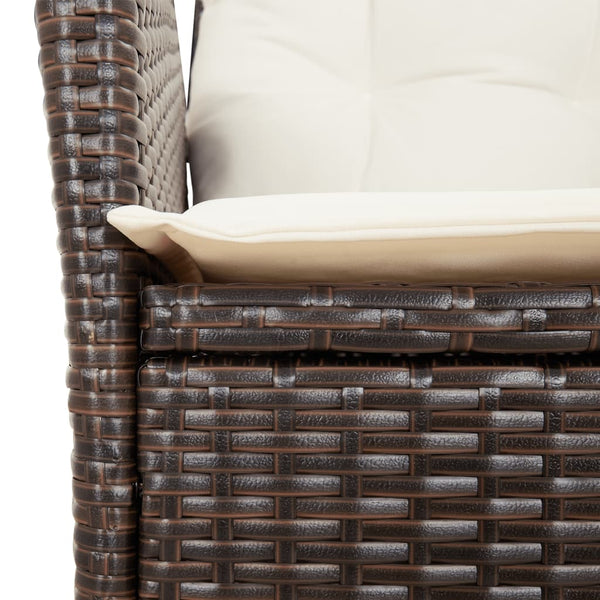 Cadeira de jardim reclinável com almofadões vime PE castanho