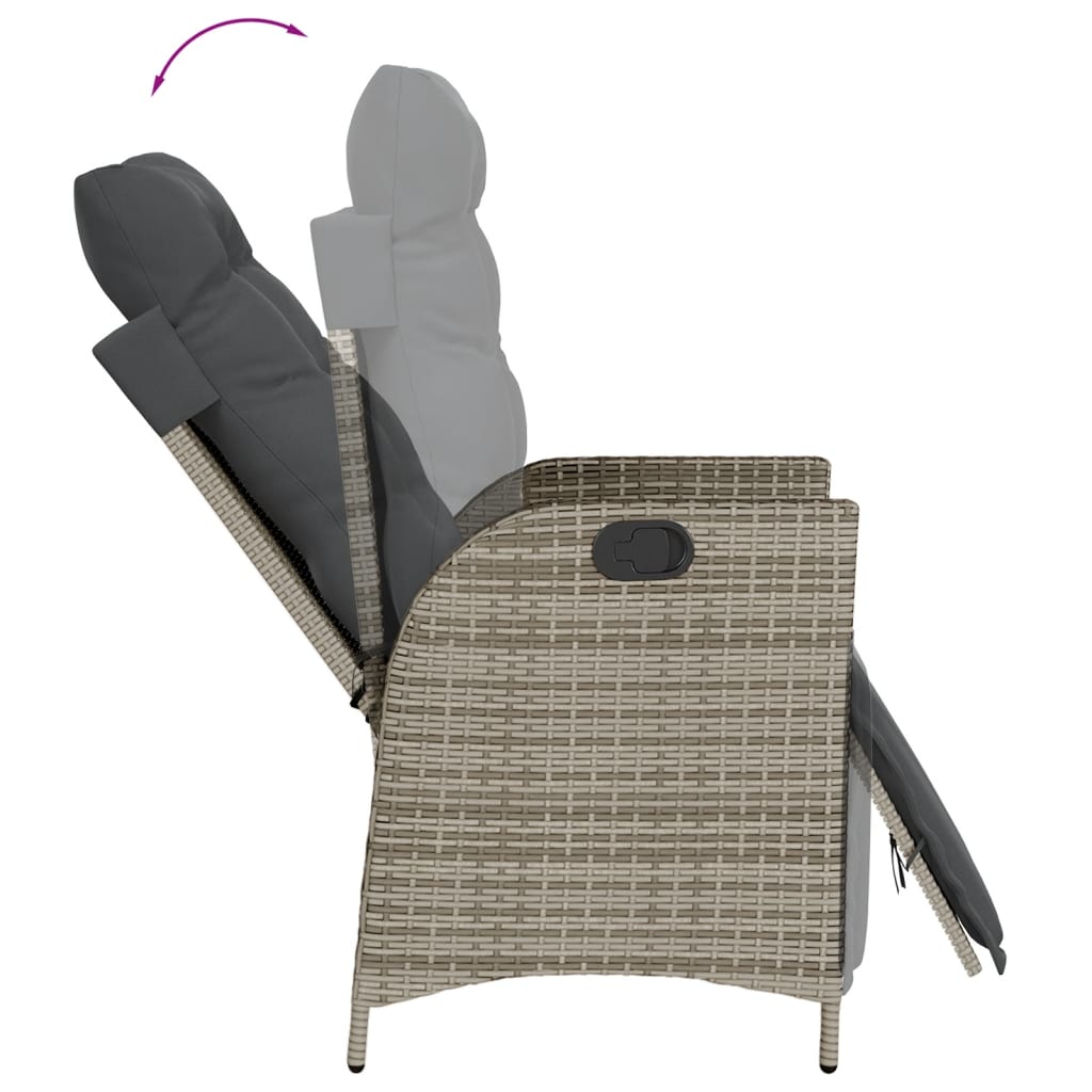 Cadeiras jardim reclináveis 2 pcs c/ apoio de pés vime PE cinza