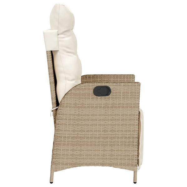 Cadeiras jardim reclináveis 2 pcs c/ apoio de pés vime PE bege