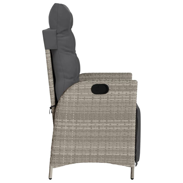 Cadeiras jardim reclináveis 2 pcs c/ apoio de pés cinza claro