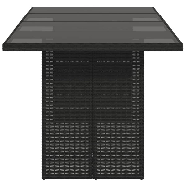 Mesa de jardim com tampo de vidro 190x80x74 cm vime PE preto